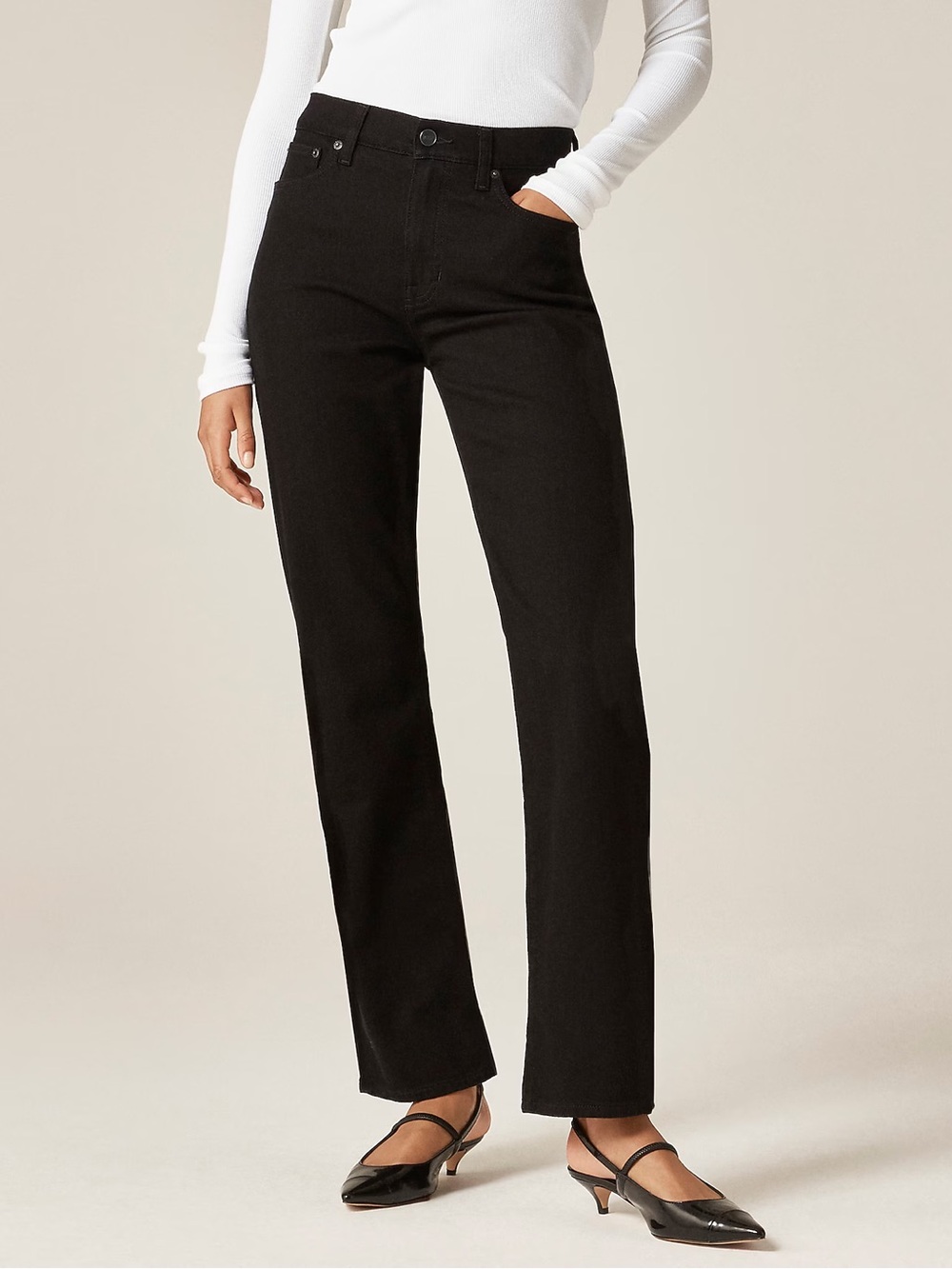 J.Crew Nipped Straight High Rise Semi-Strech Jean in Black Size 30